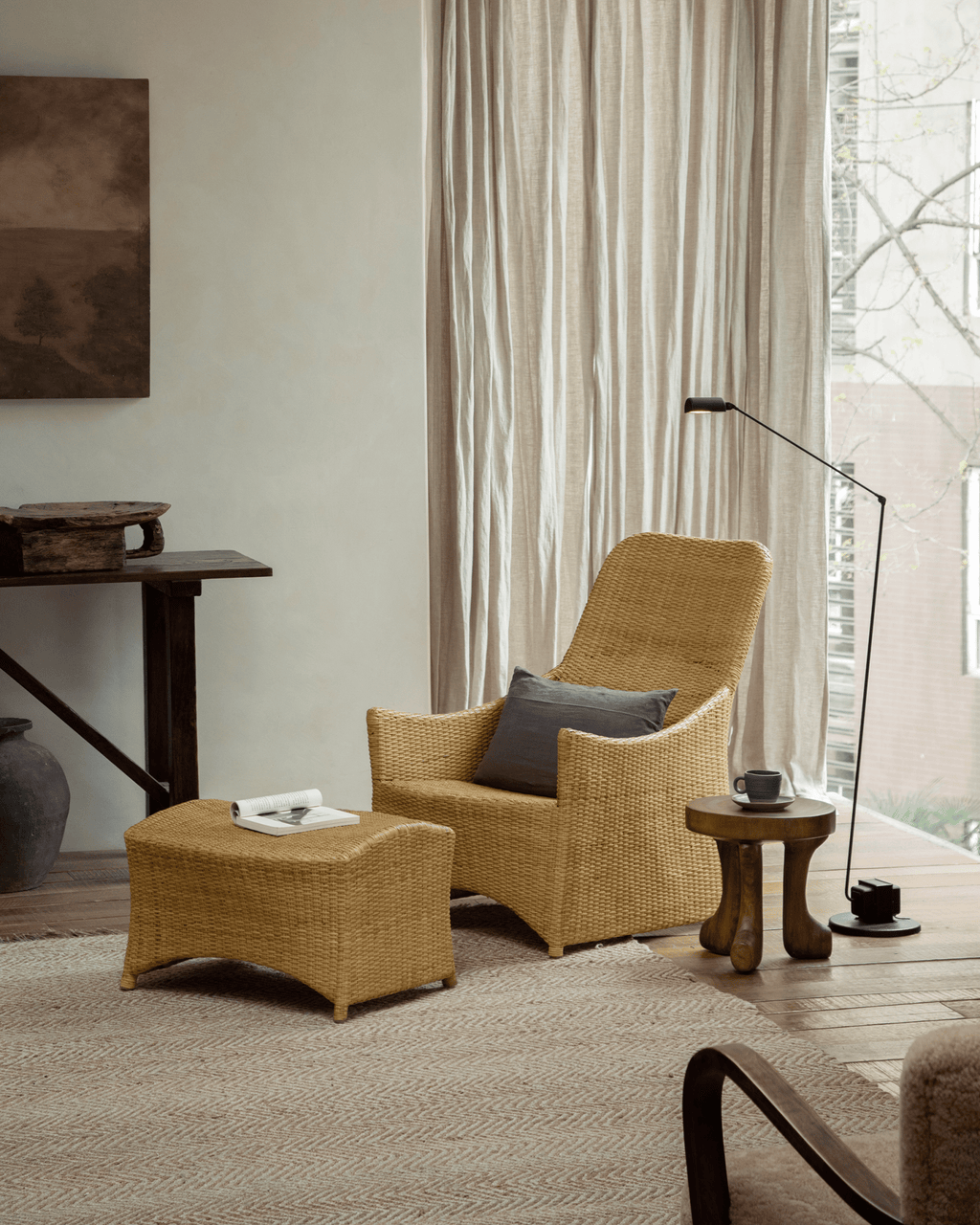 Gleit-Loungesessel aus Rattan