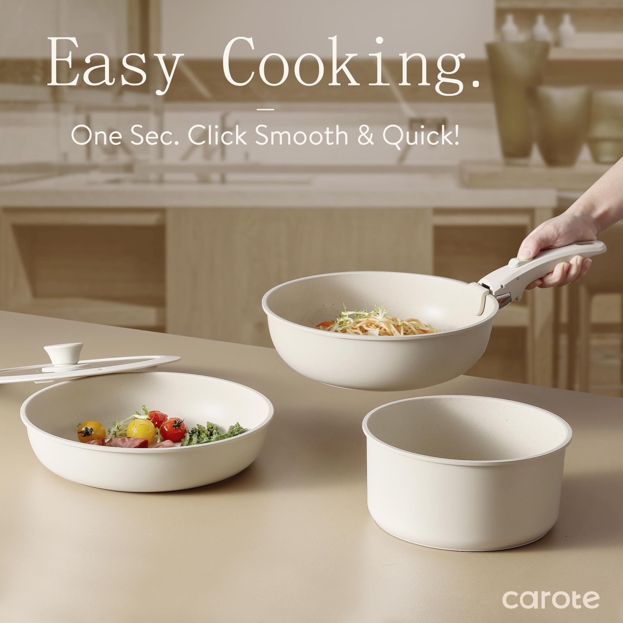 11-teiliges Topf- und Pfannenset, antihaftbeschichtetes Kochgeschirrset mit abnehmbarem Griff, induktionsgeeignetes Kochgeschirrset mit Antihaftbeschichtung und abnehmbarem Griff