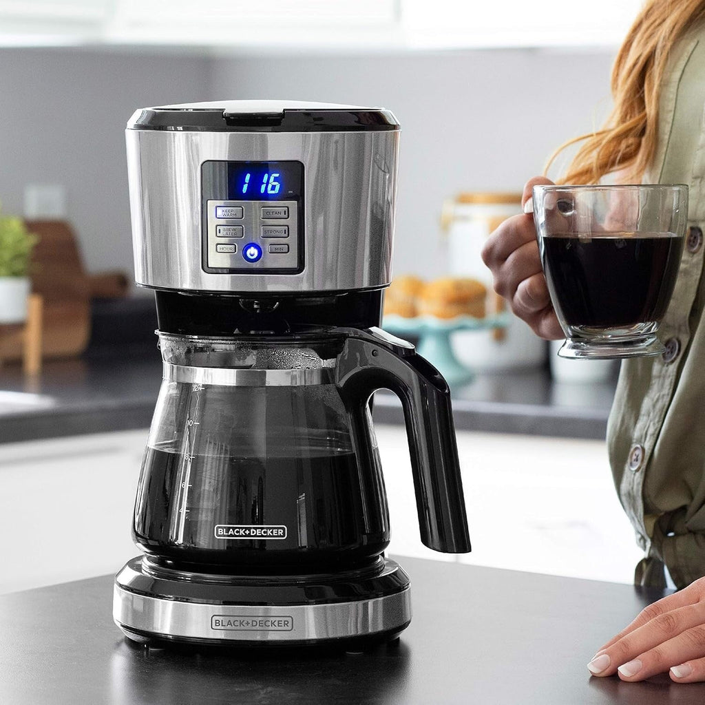 Programmierbare Kaffeemaschine für 12 Tassen, Vortex-Brühtechnologie, Schwarz