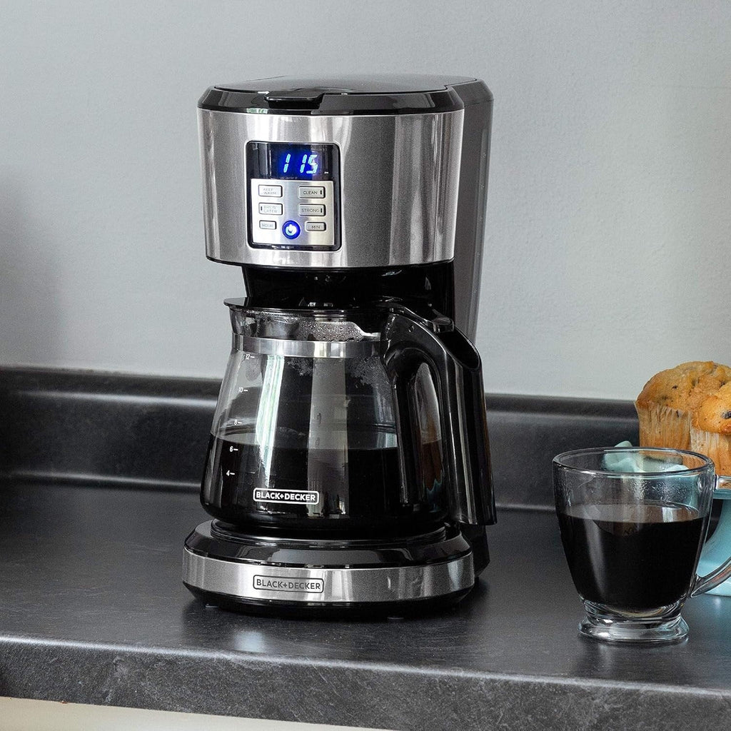 Programmierbare Kaffeemaschine für 12 Tassen, Vortex-Brühtechnologie, Schwarz