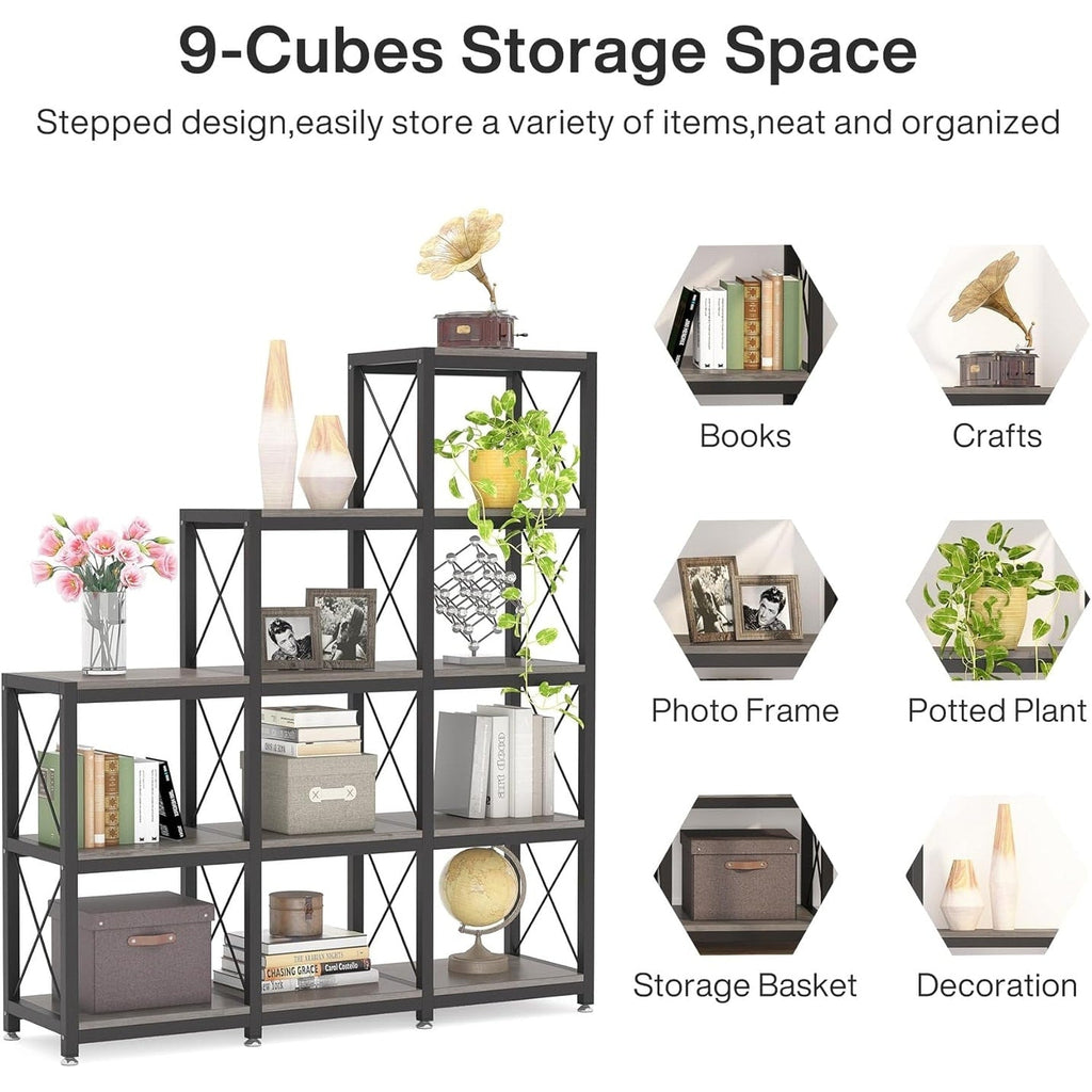 Leiterregal mit 12 Ablagen, Eckregal im Industriestil