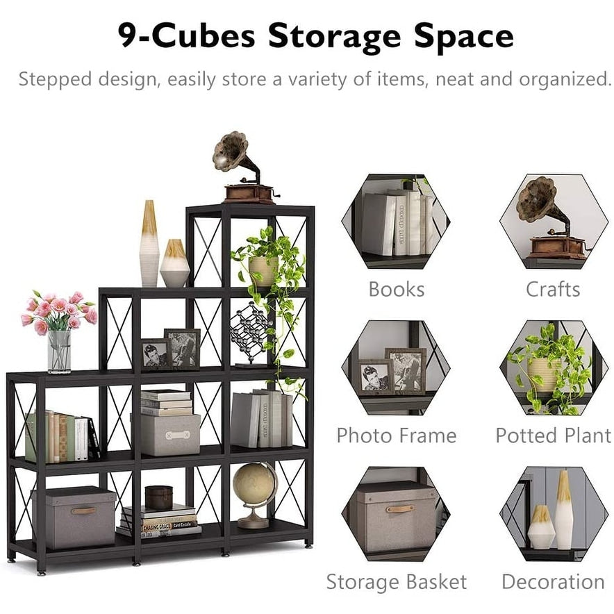 Leiterregal mit 12 Ablagen, Eckregal im Industriestil