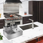 Elektrische Doppelzylinder-Fritteuse aus Edelstahl, 12,7 QT/12 L