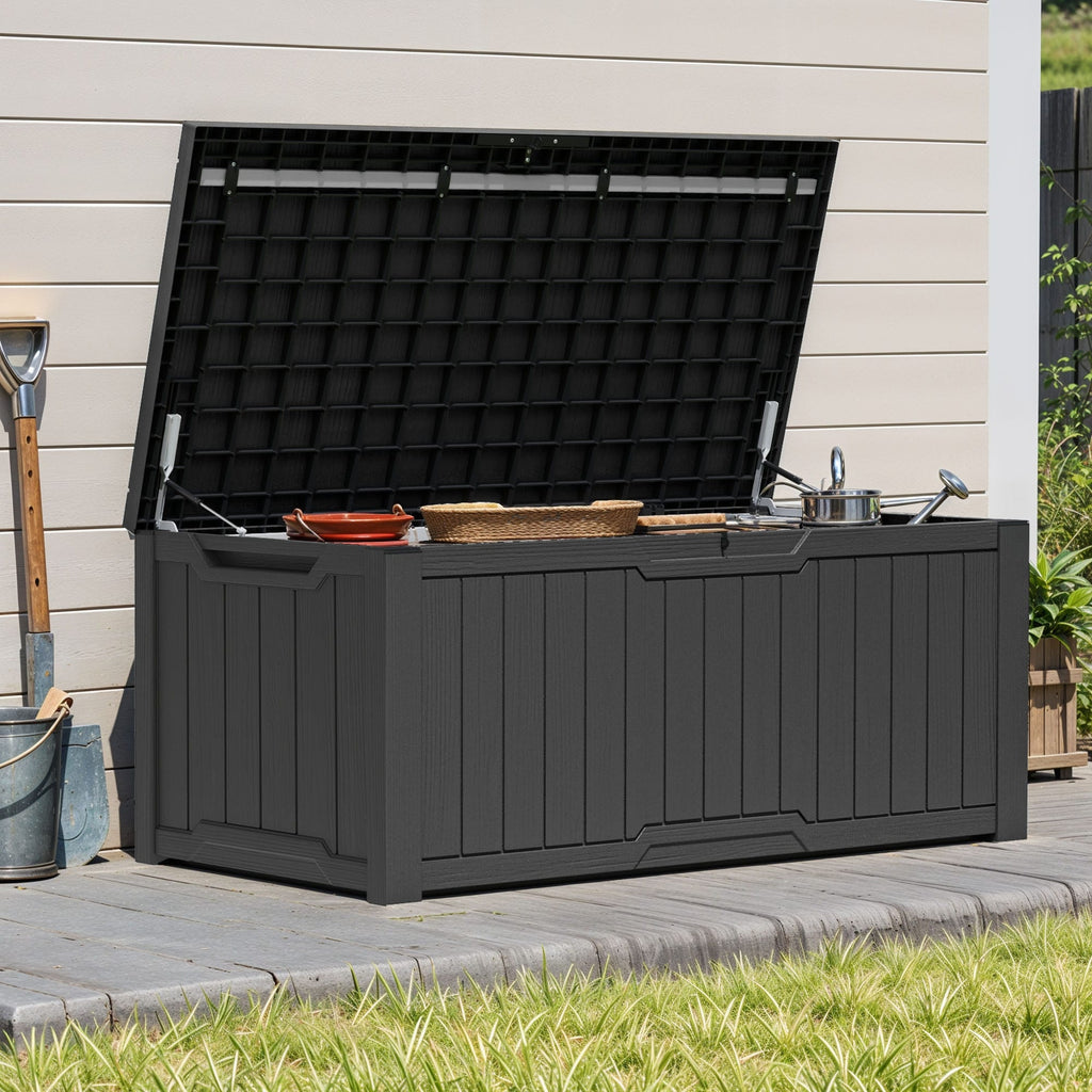 Große, wasserfeste und abschließbare Deckbox aus Kunstharz (120–260 Gallonen)