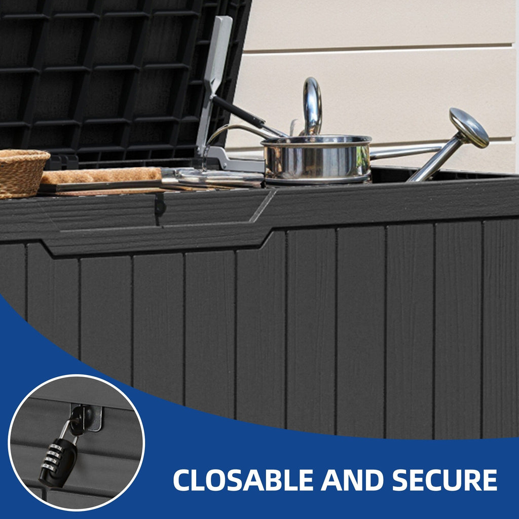 Große, wasserfeste und abschließbare Deckbox aus Kunstharz (120–260 Gallonen)