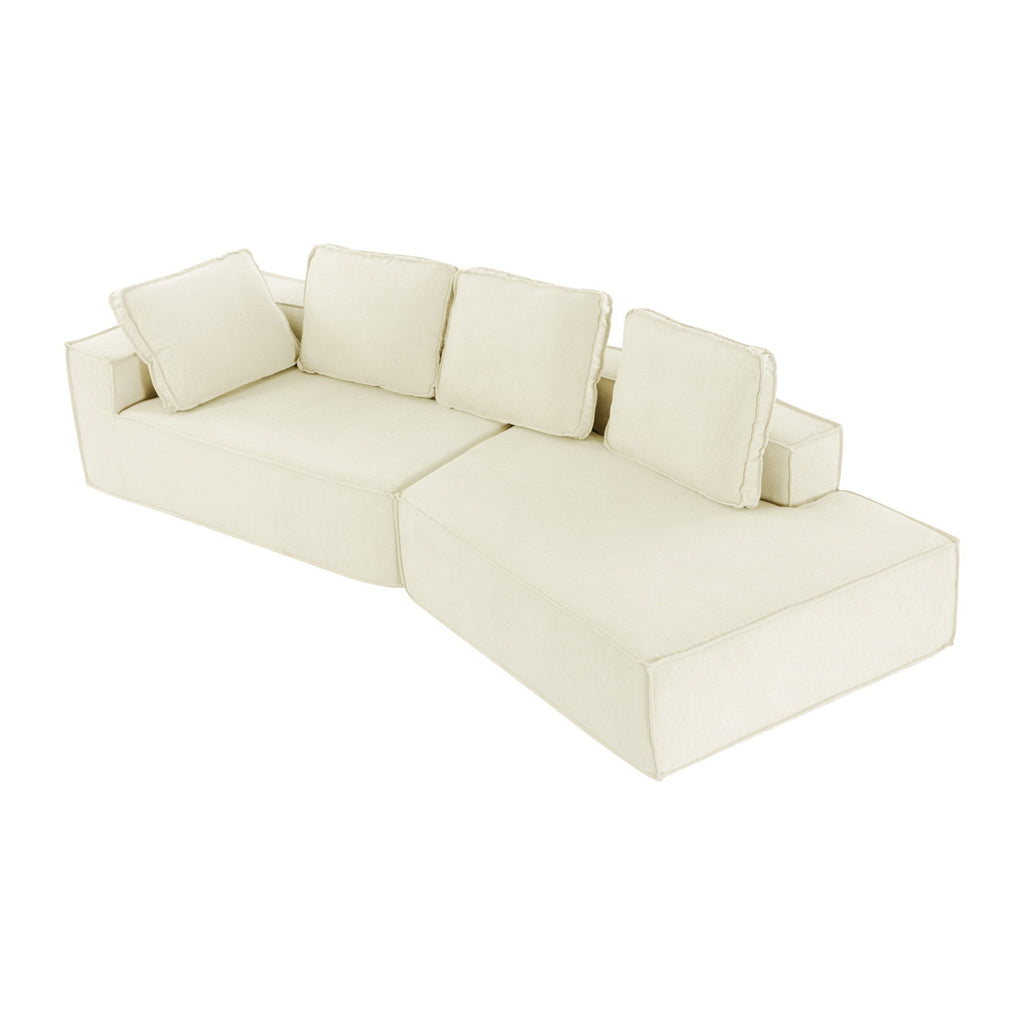 125 Stilvolle Chaiselongue, modernes Indoor-Lounge-Sofa mit Schlaffunktion und klaren Linien für das Wohnzimmer, Beige