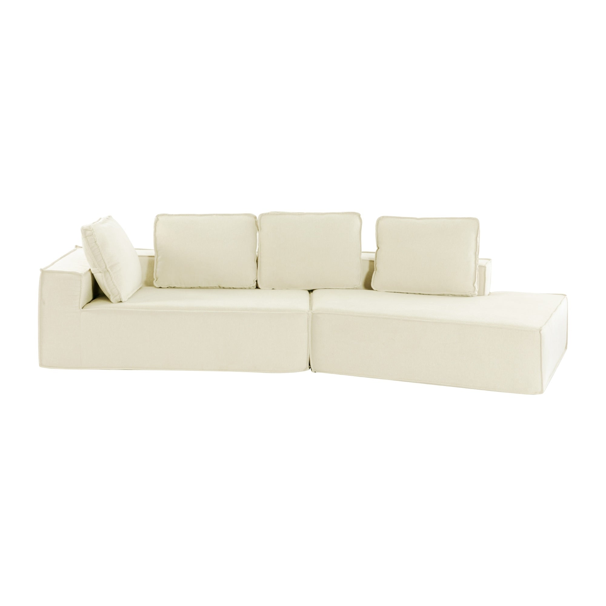 125 Stilvolle Chaiselongue, modernes Indoor-Lounge-Sofa mit Schlaffunktion und klaren Linien für das Wohnzimmer, Beige