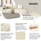 125 Stilvolle Chaiselongue, modernes Indoor-Lounge-Sofa mit Schlaffunktion und klaren Linien für das Wohnzimmer, Beige