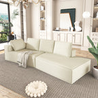 125 Stilvolle Chaiselongue, modernes Indoor-Lounge-Sofa mit Schlaffunktion und klaren Linien für das Wohnzimmer, Beige
