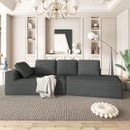 125 Stilvolle Chaiselongue, modernes Indoor-Lounge-Sofa mit Schlaffunktion und klaren Linien für das Wohnzimmer, Beige