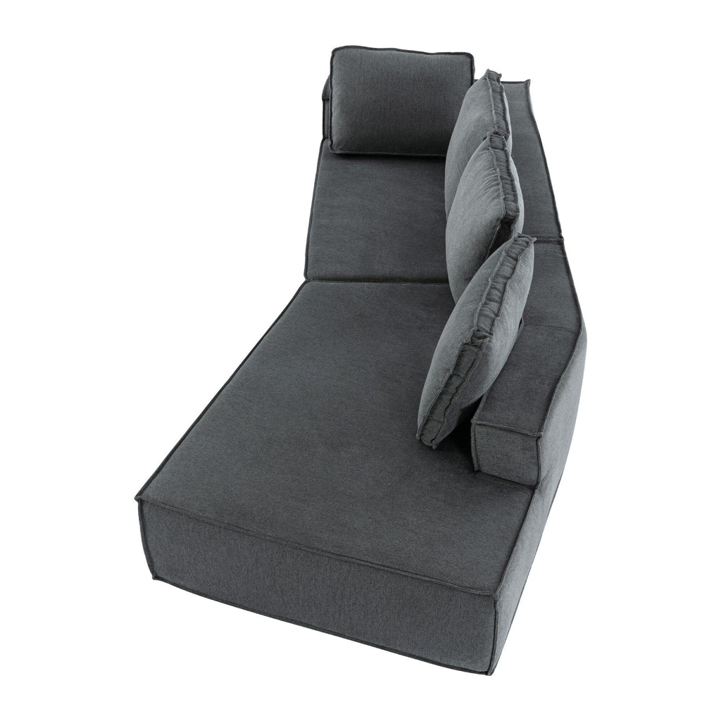 125 Stilvolle Chaiselongue, modernes Indoor-Lounge-Sofa mit Schlaffunktion und klaren Linien für das Wohnzimmer, Beige