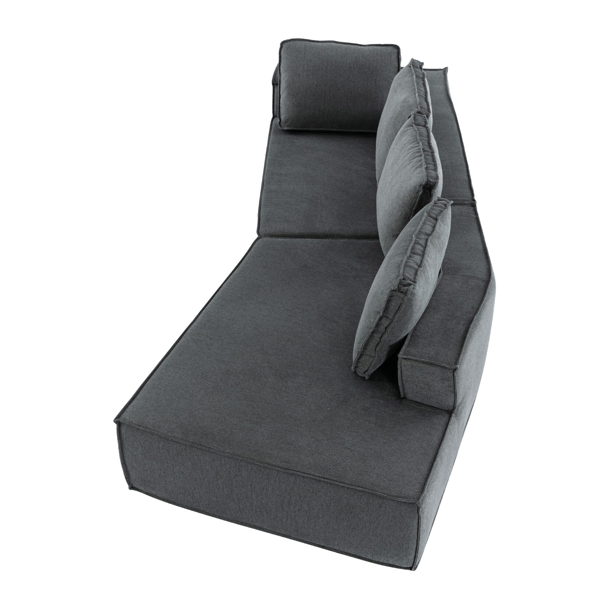 125 Stilvolle Chaiselongue, modernes Indoor-Lounge-Sofa mit Schlaffunktion und klaren Linien für das Wohnzimmer, Beige