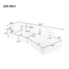 125 Stilvolle Chaiselongue, modernes Indoor-Lounge-Sofa mit Schlaffunktion und klaren Linien für das Wohnzimmer, Beige