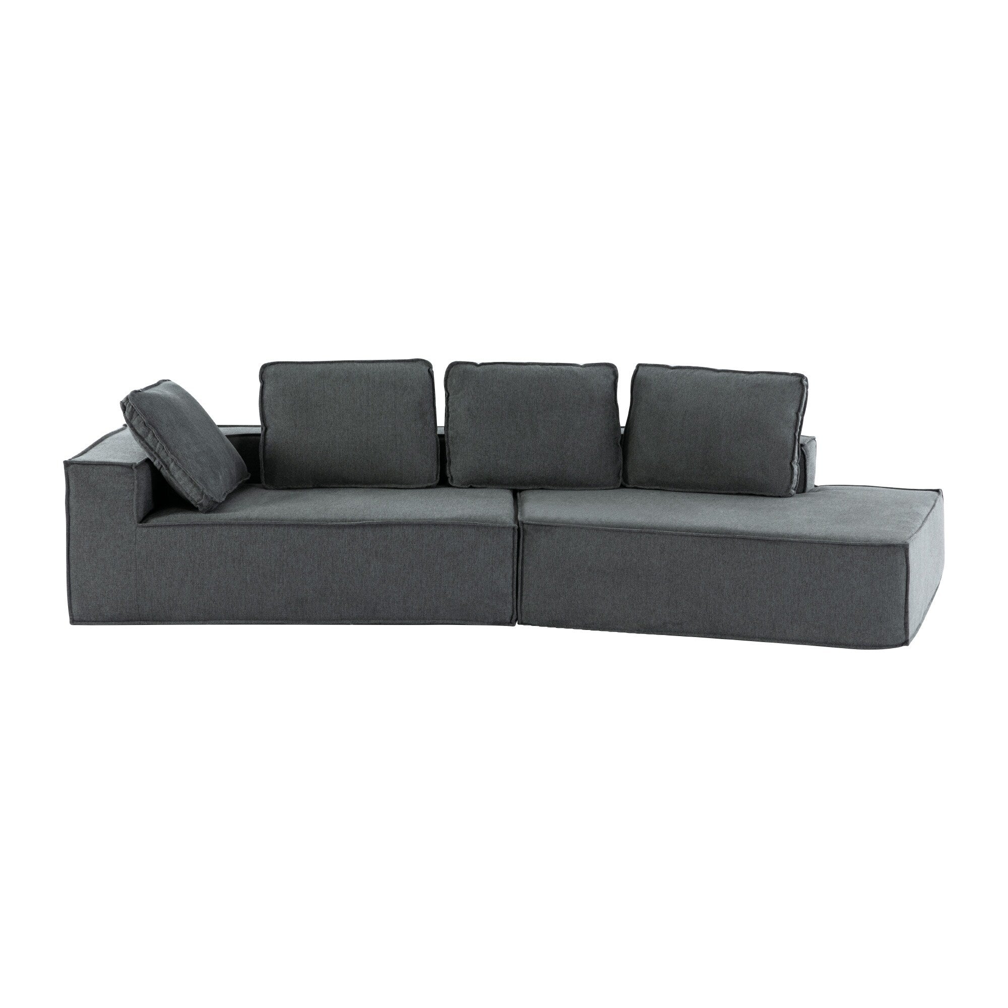 125 Stilvolle Chaiselongue, modernes Indoor-Lounge-Sofa mit Schlaffunktion und klaren Linien für das Wohnzimmer, Beige