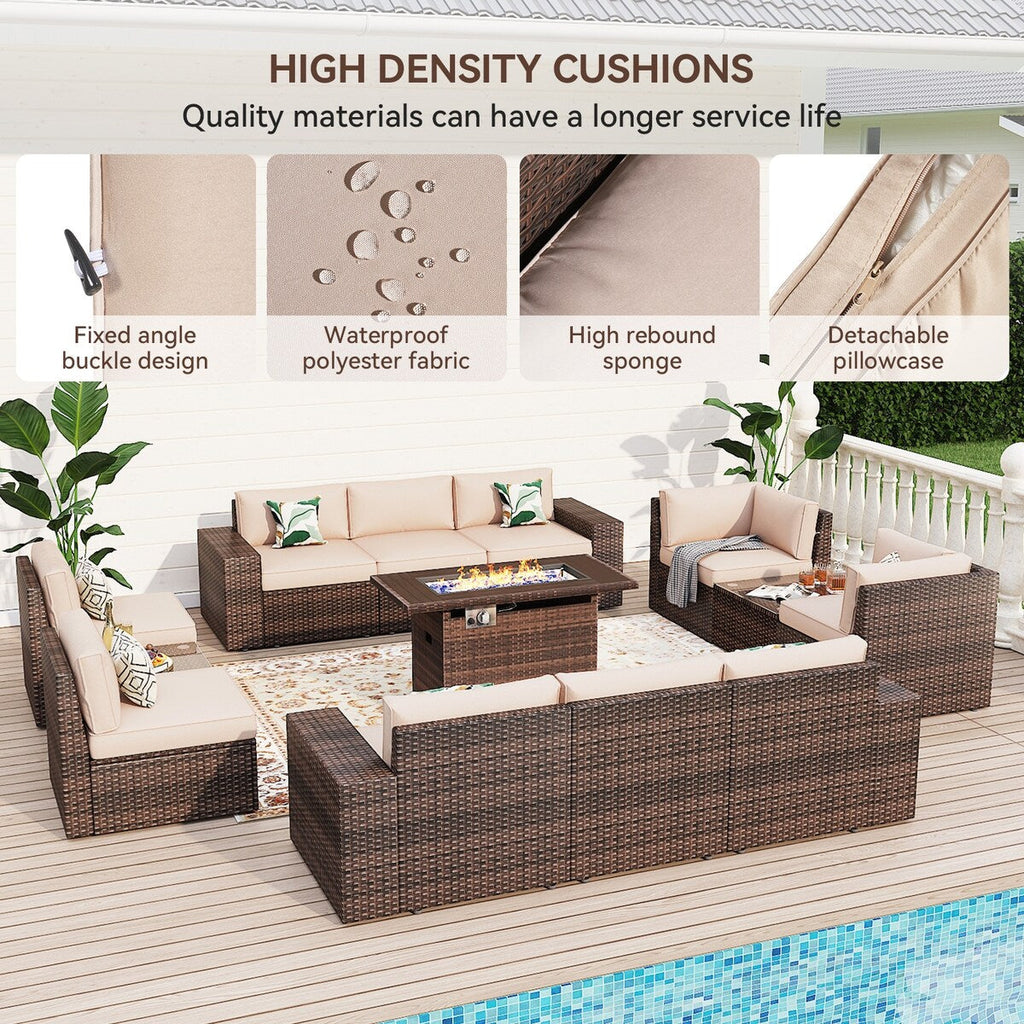 13-teiliges Terrassenmöbelset mit 44-Zoll-Feuertisch