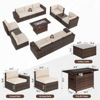 13-teiliges Terrassenmöbelset mit 44-Zoll-Feuertisch