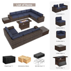 13-teiliges Terrassenmöbelset mit 44-Zoll-Feuertisch