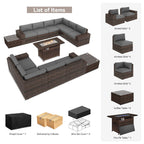 13-teiliges Terrassenmöbelset mit 44-Zoll-Feuertisch