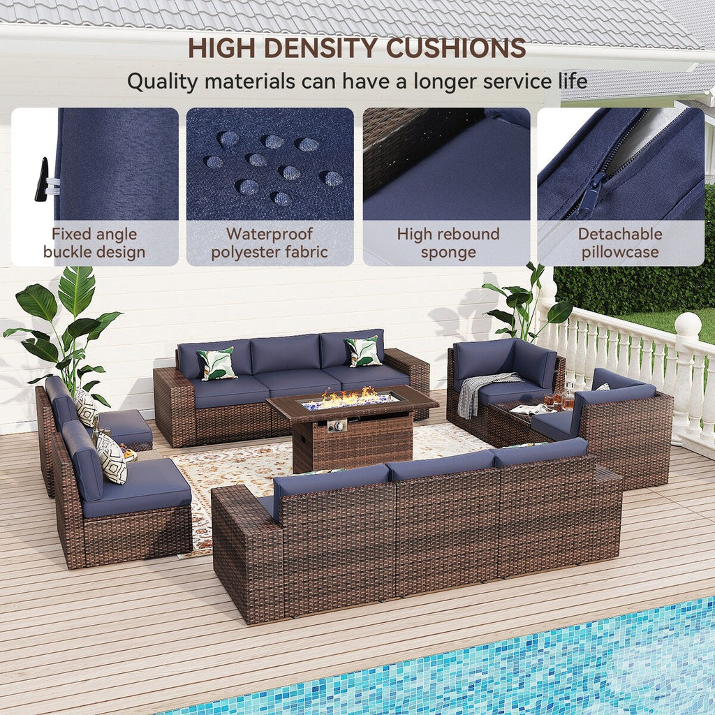 13-teiliges Terrassenmöbelset mit 44-Zoll-Feuertisch