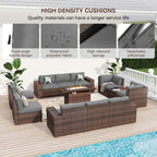 13-teiliges Terrassenmöbelset mit 44-Zoll-Feuertisch