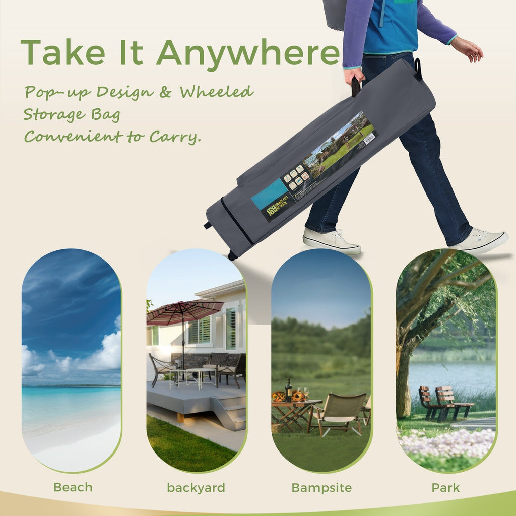 13' x 13' (ca. 4 x 4 m) großes, verstärktes Garten-Faltpavillon-Zelt mit elegantem Eckvorhang