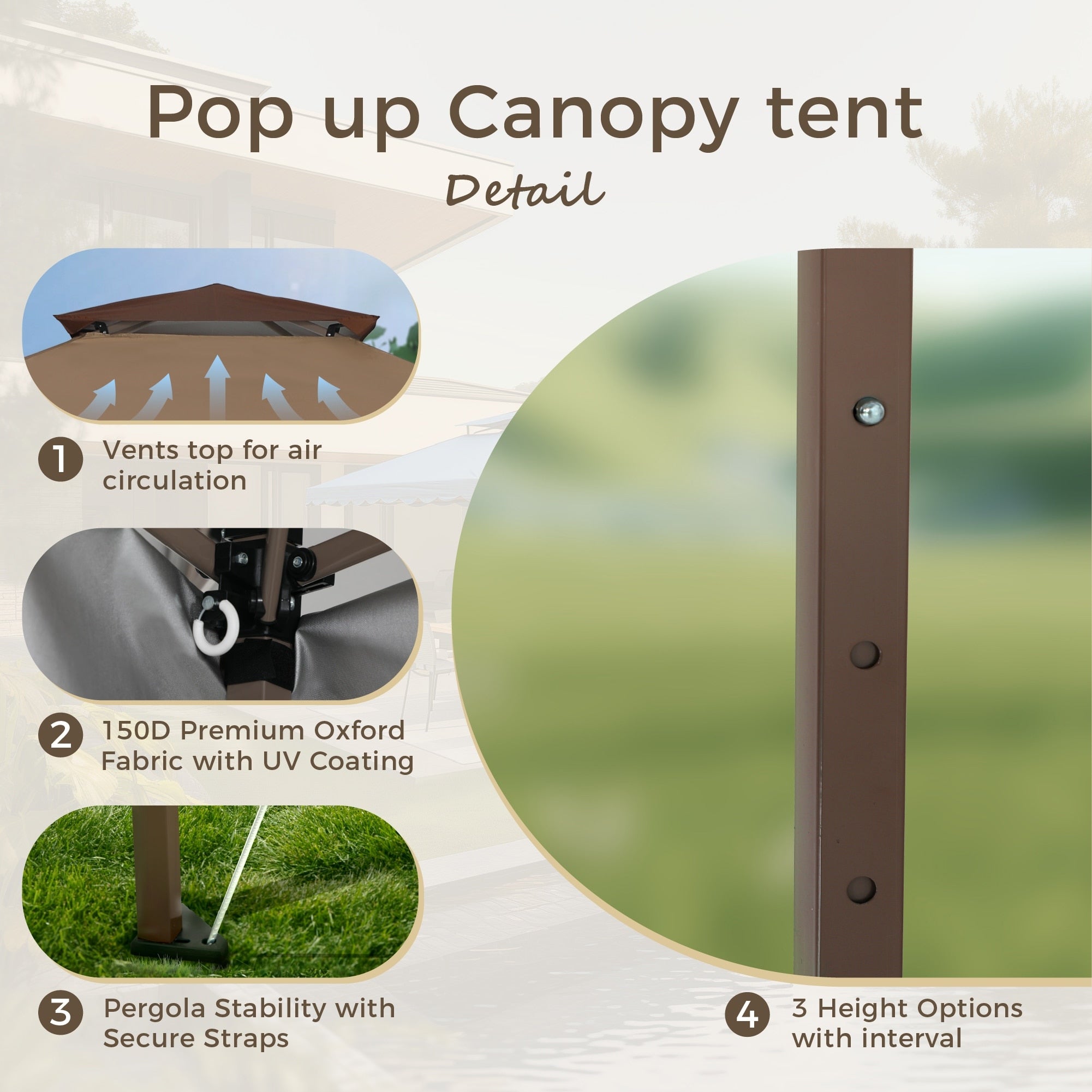 13' x 13' (ca. 4 x 4 m) großes, verstärktes Garten-Faltpavillon-Zelt mit elegantem Eckvorhang