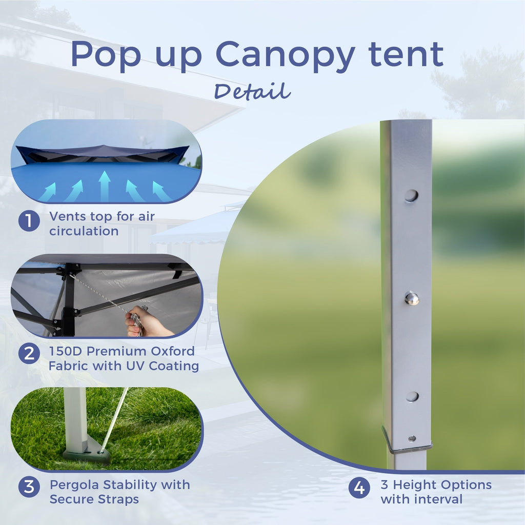 13' x 13' (ca. 4 x 4 m) großes, verstärktes Garten-Faltpavillon-Zelt mit elegantem Eckvorhang