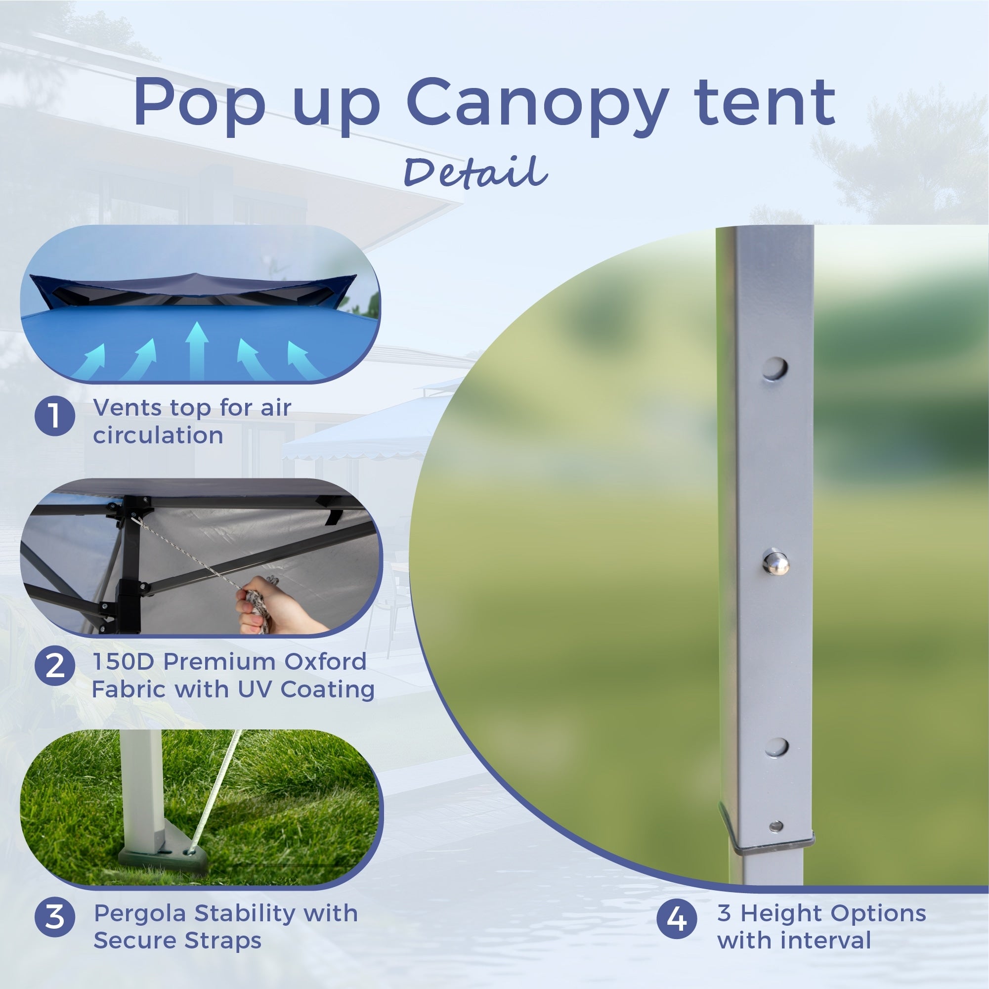 13' x 13' (ca. 4 x 4 m) großes, verstärktes Garten-Faltpavillon-Zelt mit elegantem Eckvorhang