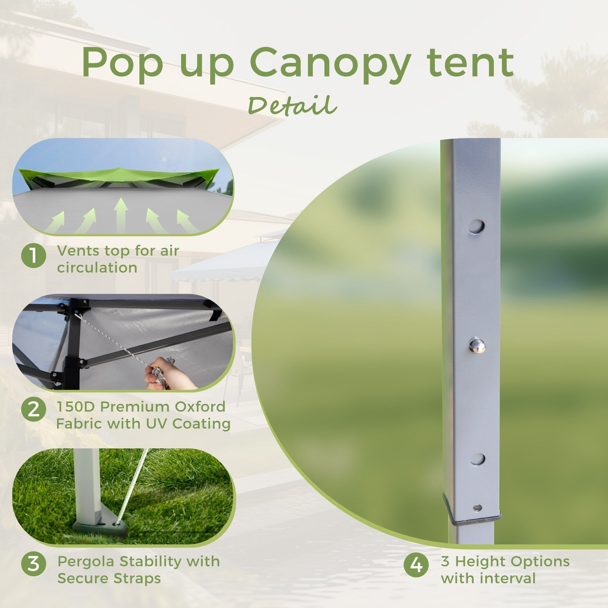 13' x 13' (ca. 4 x 4 m) großes, verstärktes Garten-Faltpavillon-Zelt mit elegantem Eckvorhang