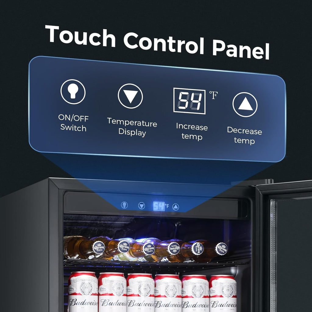 Getränkekühlschrank für 145 Dosen, 4,4 Kubikfuß (ca. 125 Liter) Nutzinhalt, Mini-Kühlschrank mit Glastür für Limonade, Bier und Wein – transparente Front für Zuhause, Büro oder Bar