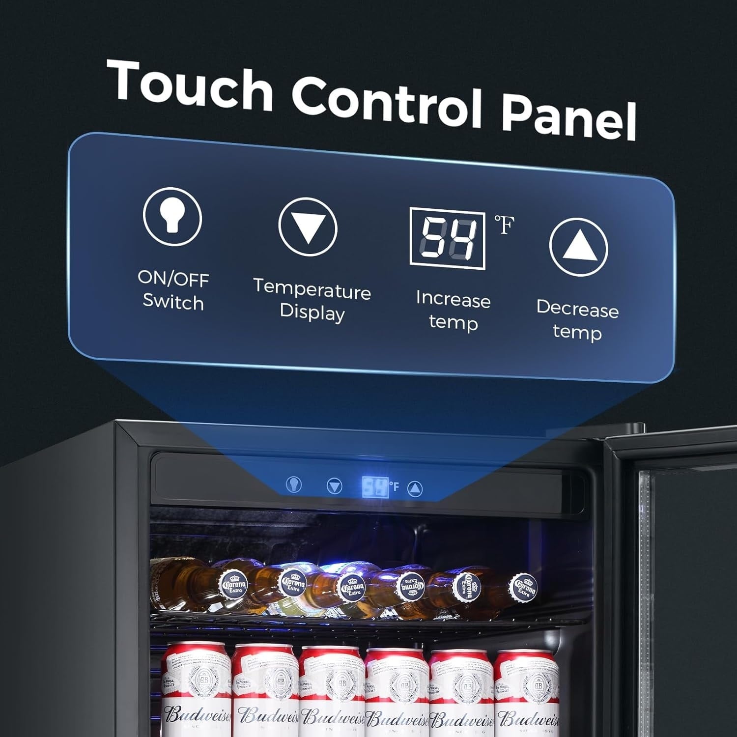 Getränkekühlschrank für 145 Dosen, 4,4 Kubikfuß (ca. 125 Liter) Nutzinhalt, Mini-Kühlschrank mit Glastür für Limonade, Bier und Wein – transparente Front für Zuhause, Büro oder Bar