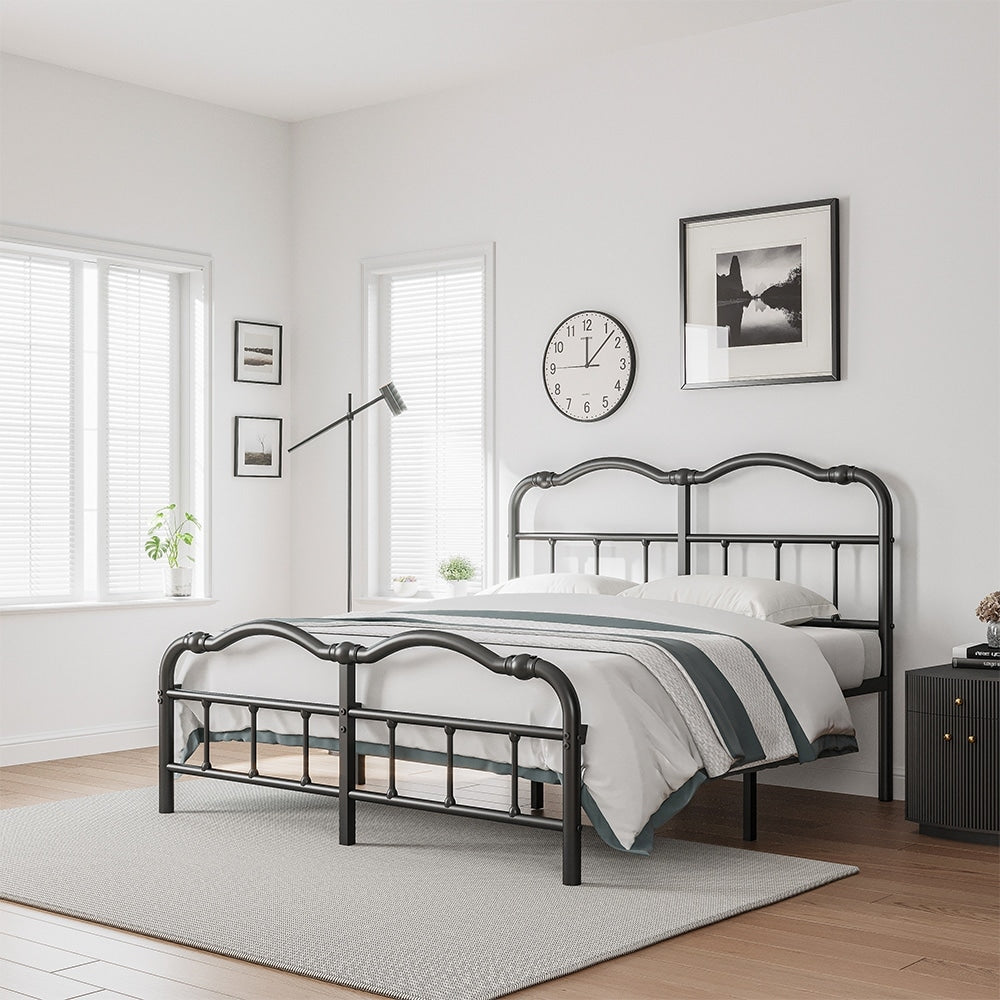 14 Zoll hohes, robustes Metallbettgestell im Vintage-Stil, Tragkraft bis zu 2500 Pfund, einfache Montage und kein Quietschen