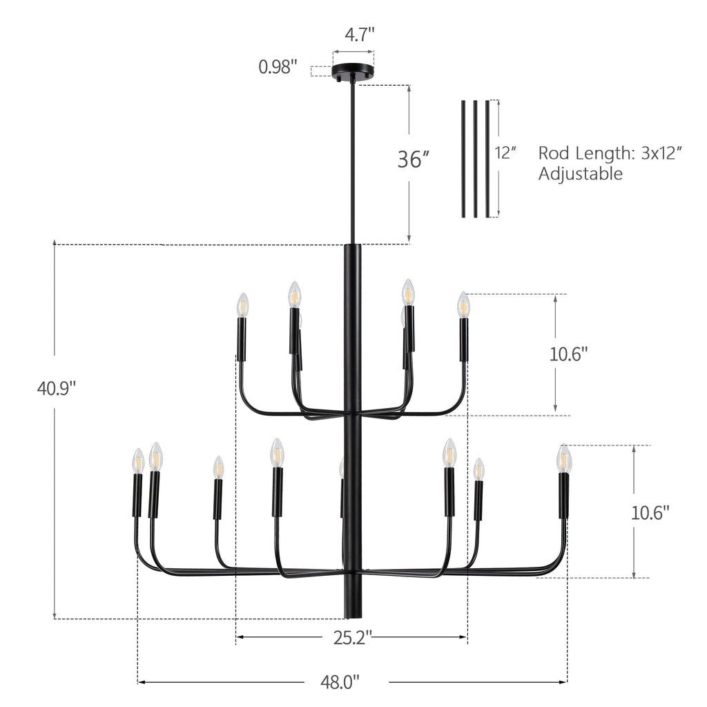 Minimalistischer Kerzenleuchter mit 15 Leuchten, 2-stufig, antikes Design – 48