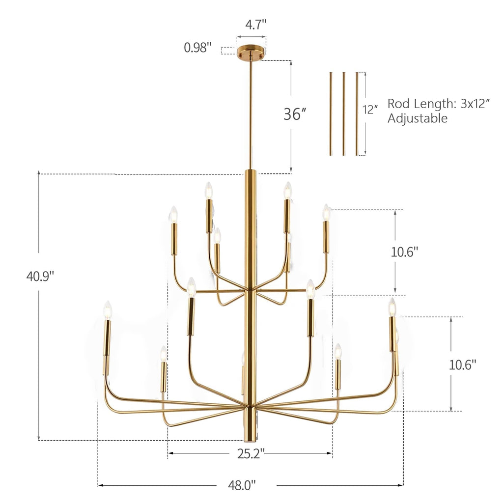 Minimalistischer Kerzenleuchter mit 15 Leuchten, 2-stufig, antikes Design – 48