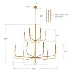 Minimalistischer Kerzenleuchter mit 15 Leuchten, 2-stufig, antikes Design – 48