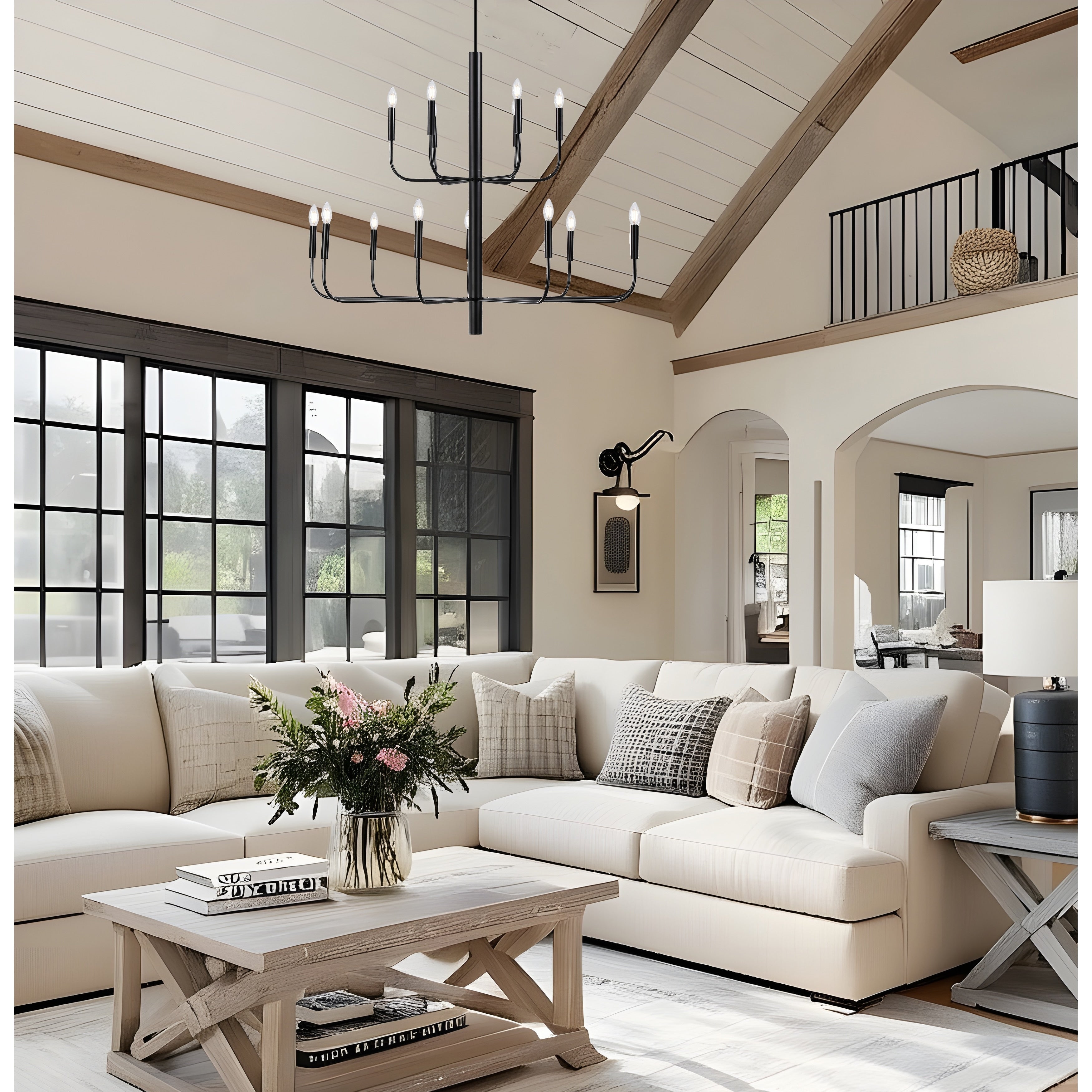 Minimalistischer Kerzenleuchter mit 15 Leuchten, 2-stufig, antikes Design – 48