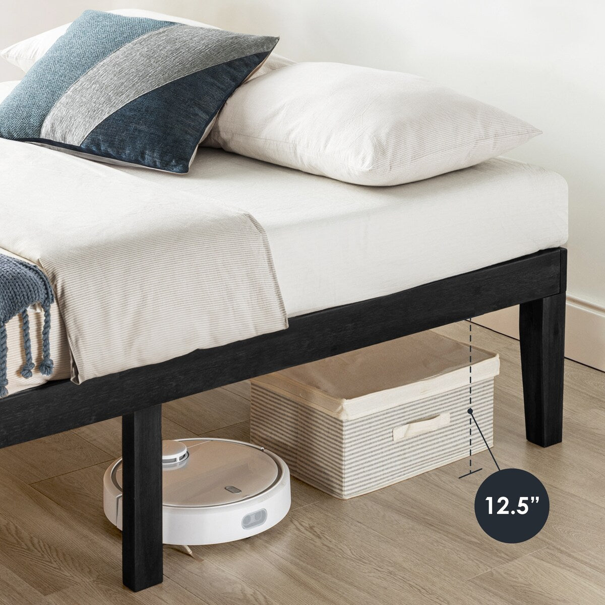 Klassisches 16-Zoll-Plattformbettgestell aus Massivholz in verschiedenen Ausführungen