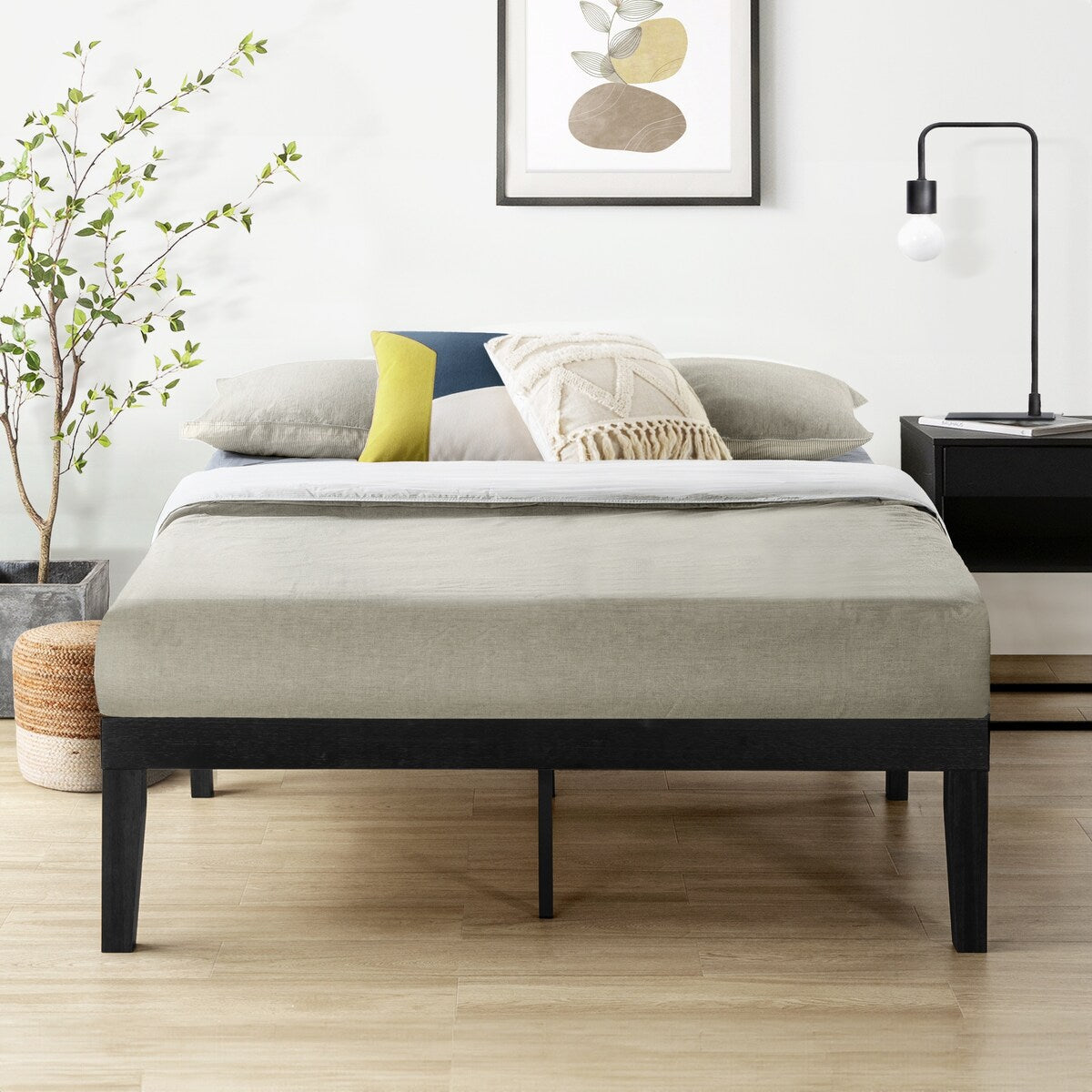 Klassisches 16-Zoll-Plattformbettgestell aus Massivholz in verschiedenen Ausführungen