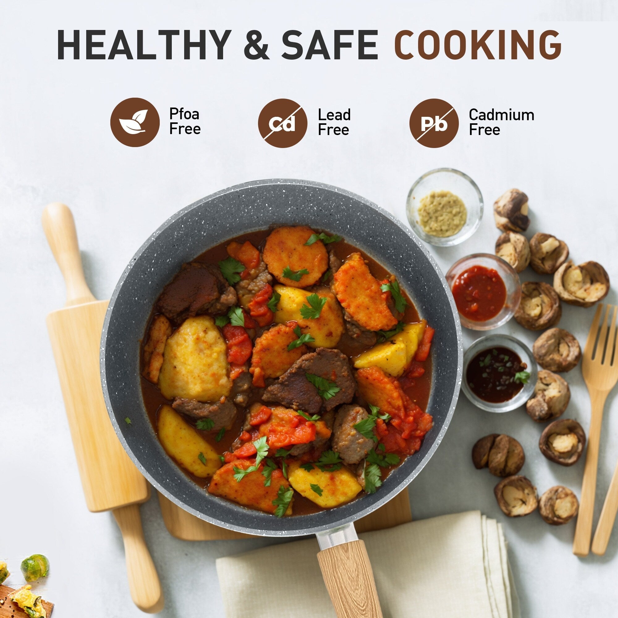 17-teiliges Küchen-Granit-Kochgeschirr-Set, Antihaft-Kochtopf- und Pfannenset