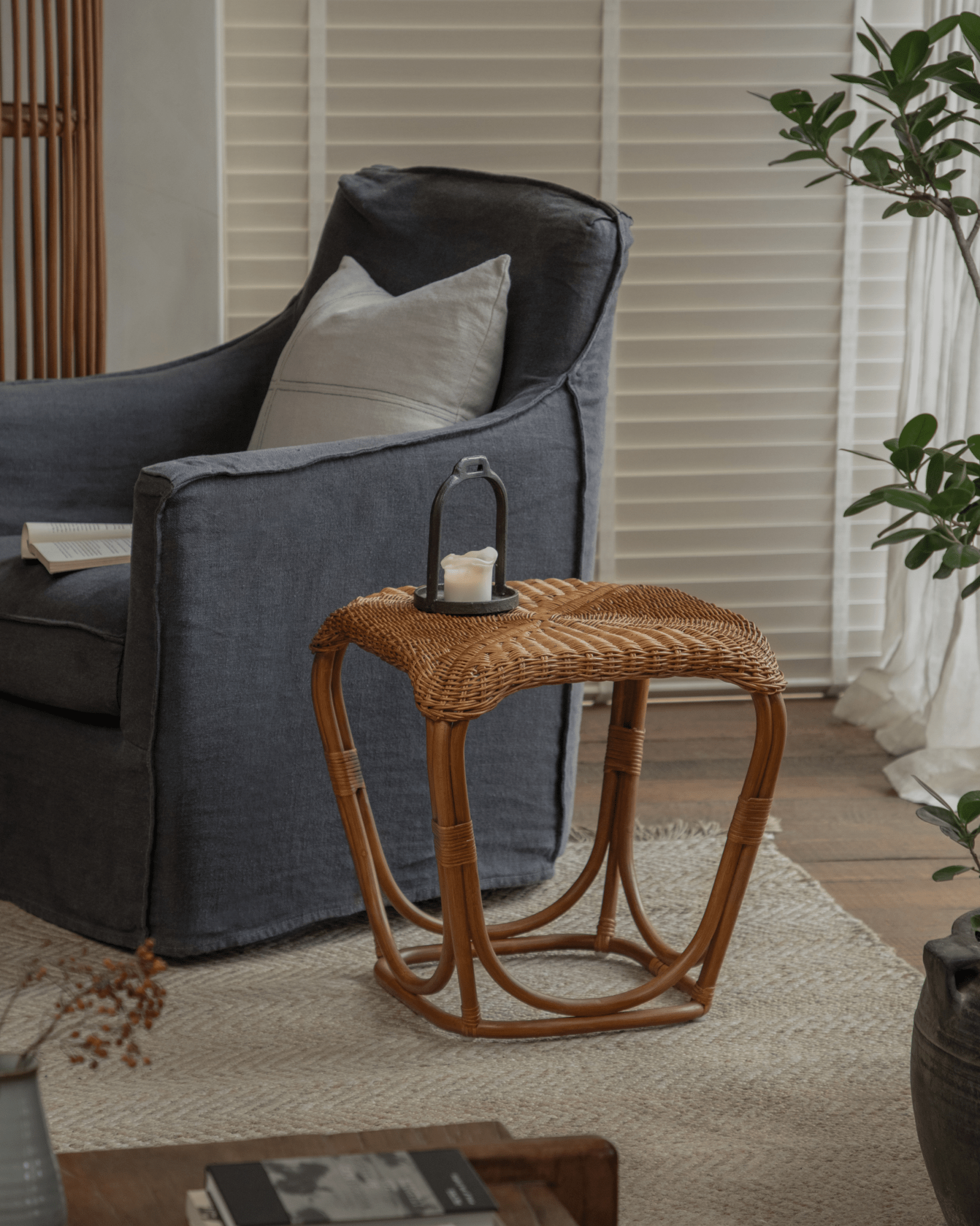 Pinecone Rattan Side Table