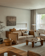 Sofa mit Rock aus Leinen