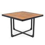 18-teiliges Essset aus Akazienholz für die Terrasse, bestehend aus 8 gepolsterten Stühlen, 8 Hockern und 2 quadratischen Tischen