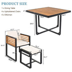 18-teiliges Essset aus Akazienholz für die Terrasse, bestehend aus 8 gepolsterten Stühlen, 8 Hockern und 2 quadratischen Tischen