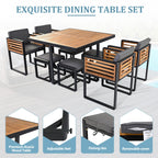 18-teiliges Essset aus Akazienholz für die Terrasse, bestehend aus 8 gepolsterten Stühlen, 8 Hockern und 2 quadratischen Tischen