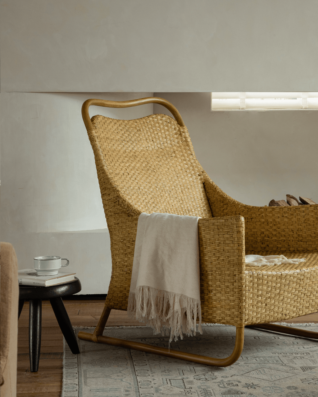 Schlitten-Loungesessel aus Rattan