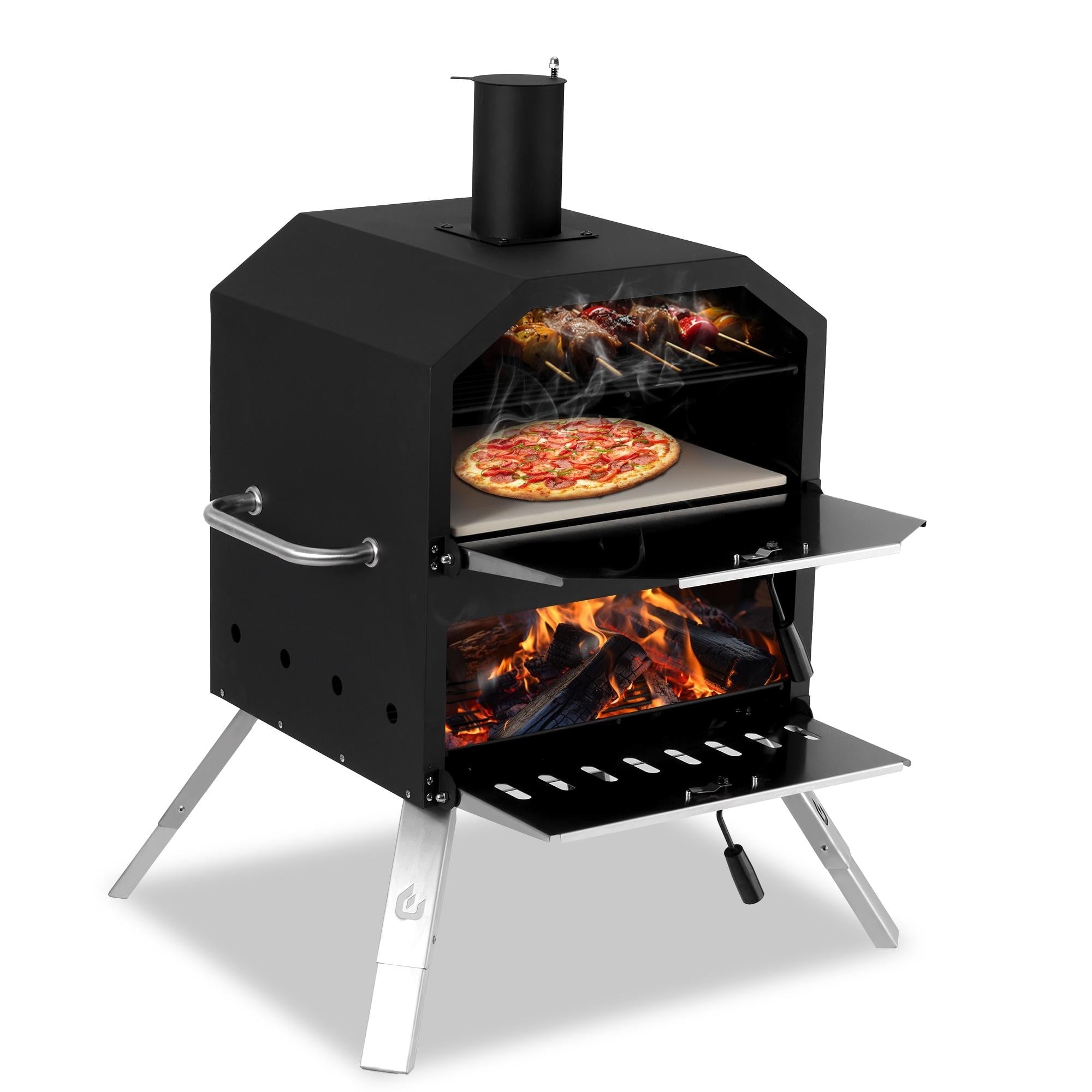 2-lagiger Holzofen-Pizzaofen für den Außenbereich, ideal für Camping und Pizza – 40 cm (16 Zoll)