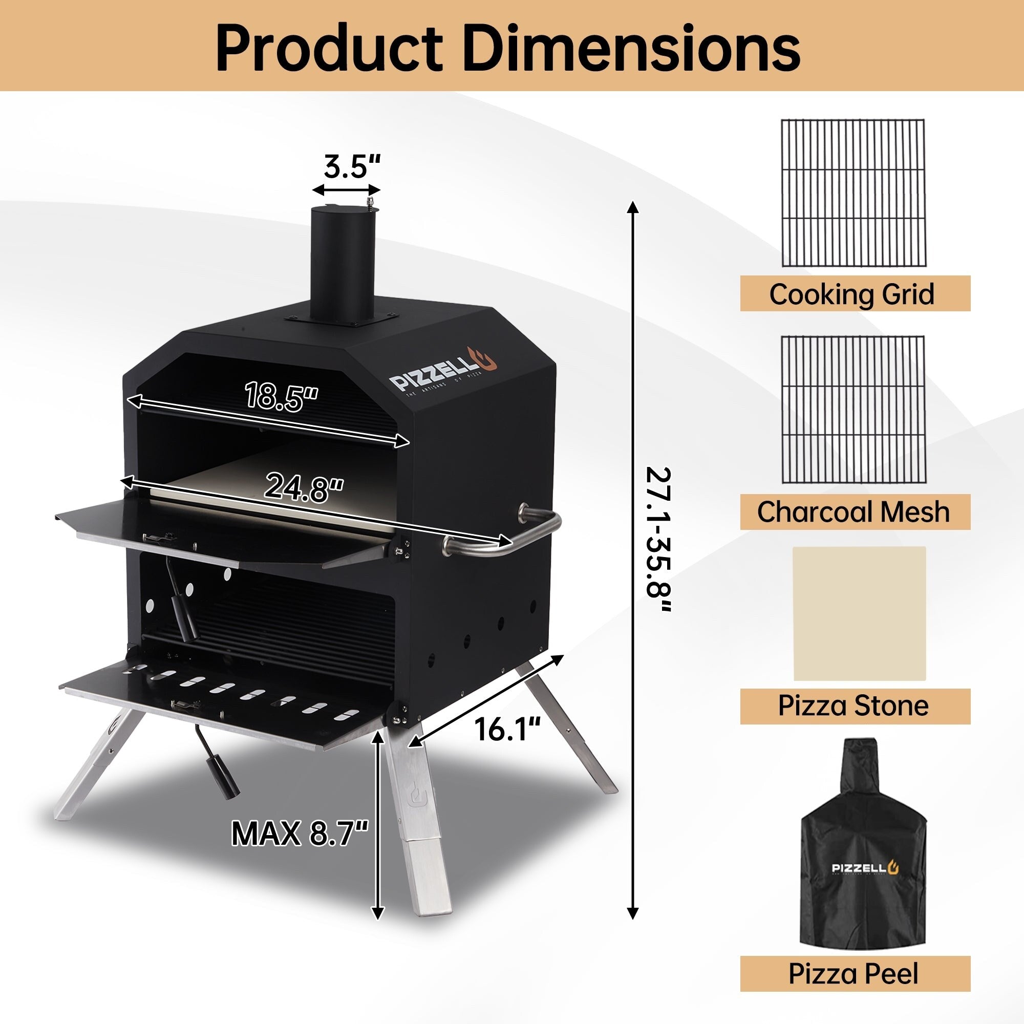 2-lagiger Holzofen-Pizzaofen für den Außenbereich, ideal für Camping und Pizza – 40 cm (16 Zoll)