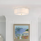 2-flammige weiße Leinen-Deckenleuchte mit Acryl-Diffusor