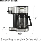Kaffeemaschine mit 2 Funktionen (12 Tassen &amp; Einzelportionen), Glaskanne, automatische Pausen- und Ausgießfunktion, Schwarz