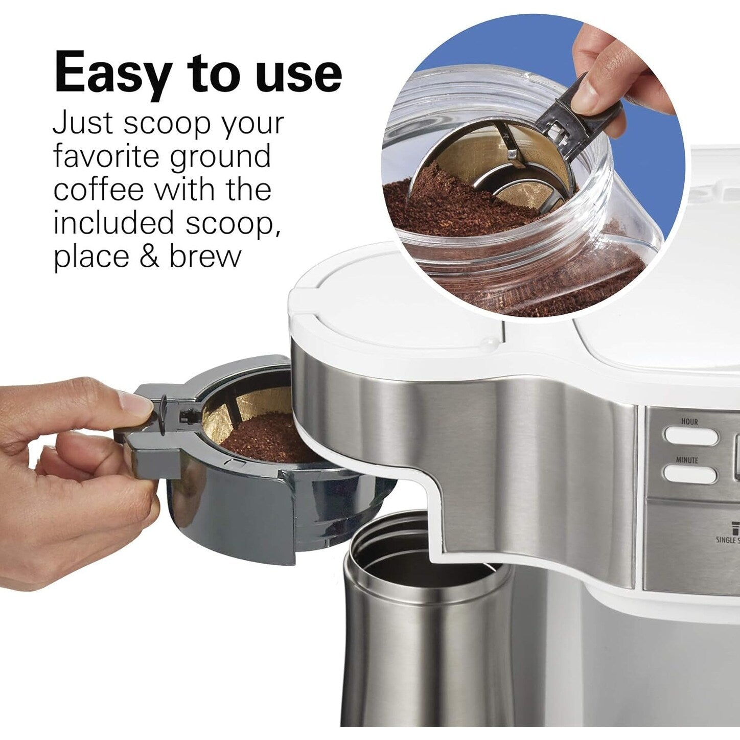 Kaffeemaschine mit 2 Funktionen (12 Tassen &amp; Einzelportionen), Glaskanne, automatischer Pausen- und Ausgießfunktion, Weiß